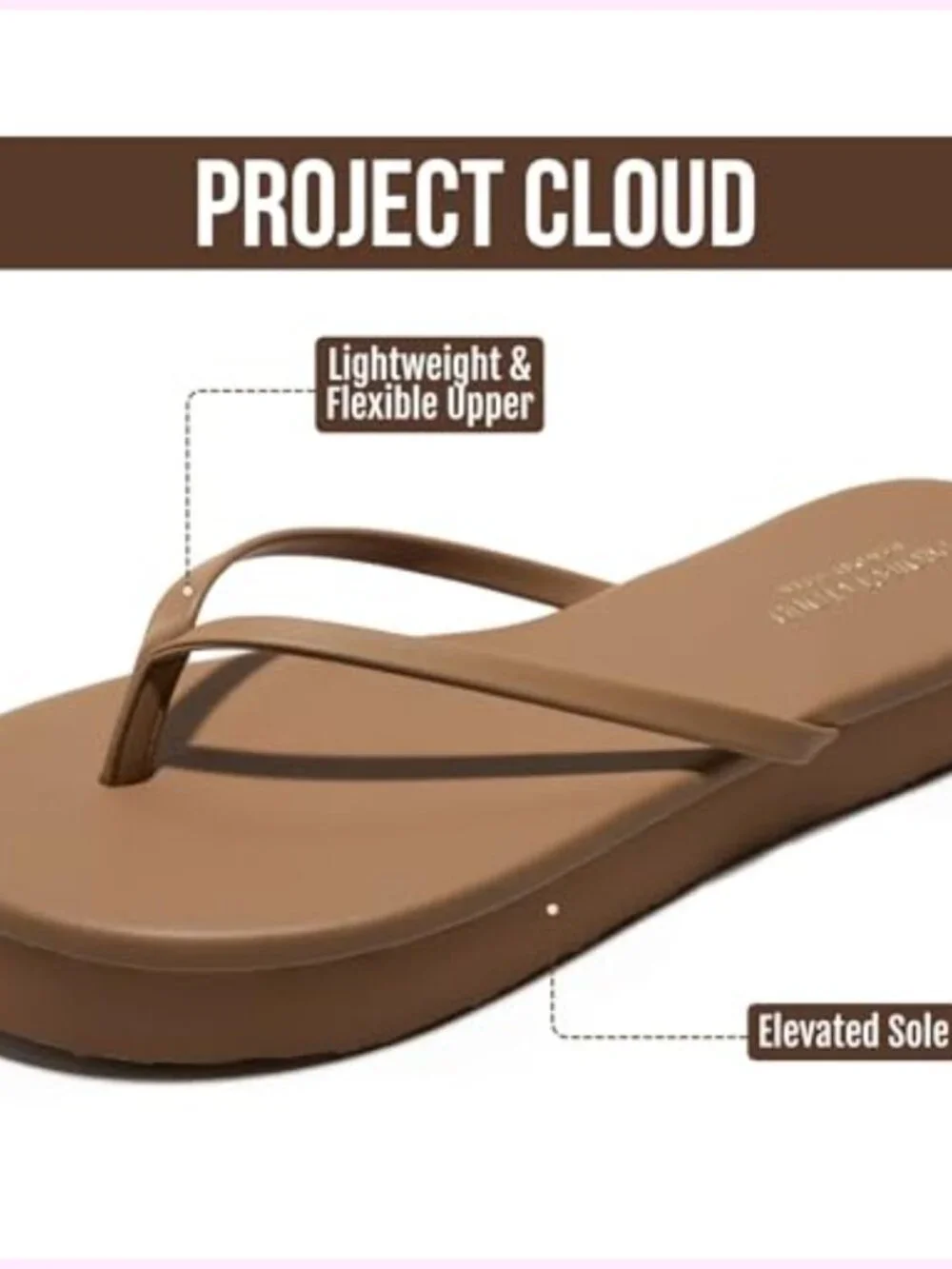 Memory Foam Insole Platform Flip Flops - Lightweight Non-Slip Summer Thong